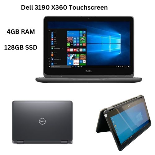 Refurbished DELL Latitude 3190 X360 4GB RAM 128GB SSD 11.6 Inches Touchscreen Intel Pentium  1.1GHz Quad Core 2-in-1 Convertible Windows 10 Pro