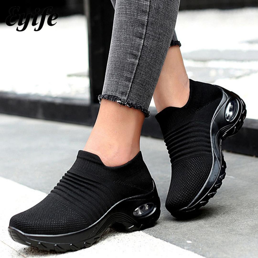 latest ladies Flyknit breathable walking sneaker shoe