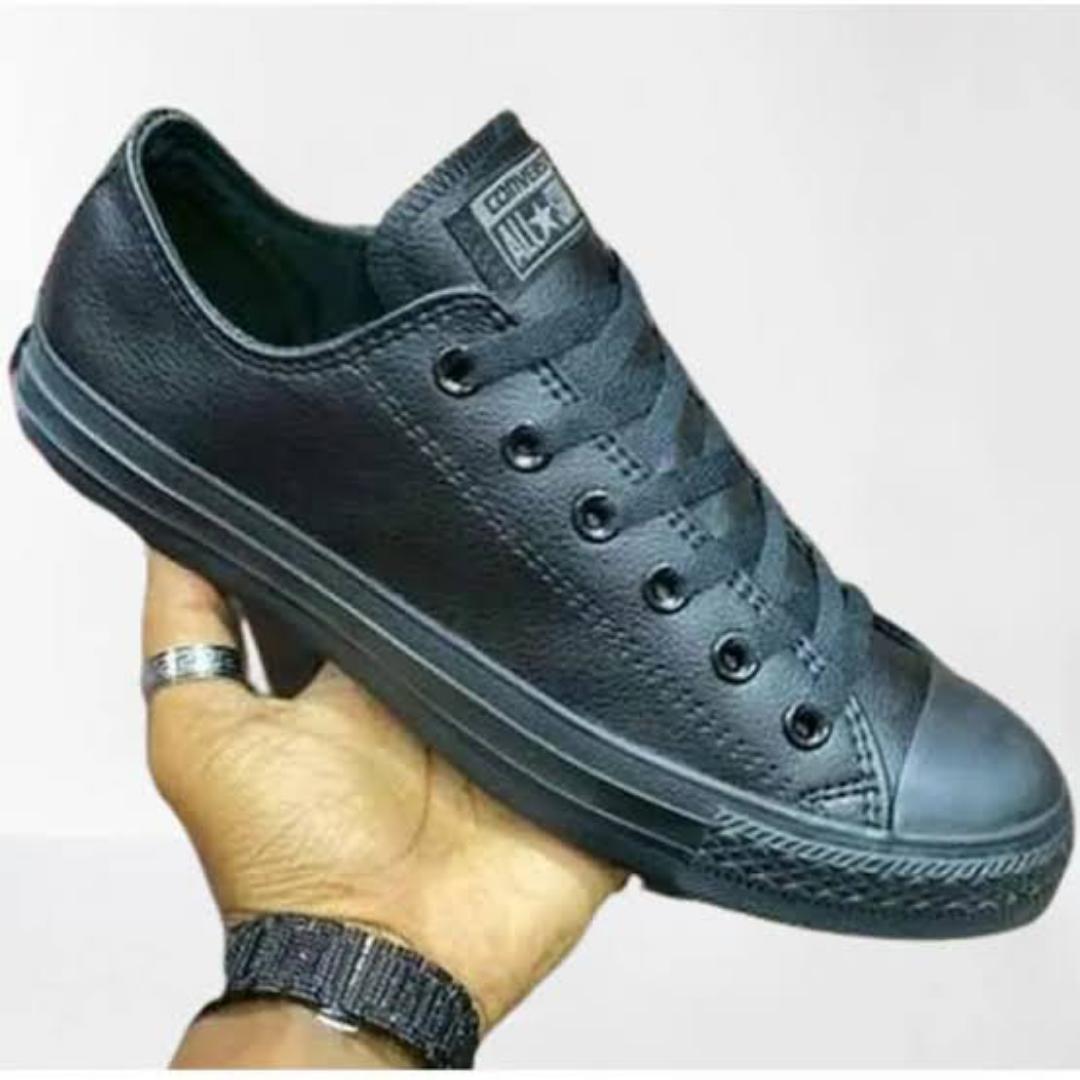 original unisex canvas Black leather flat rubber shoes