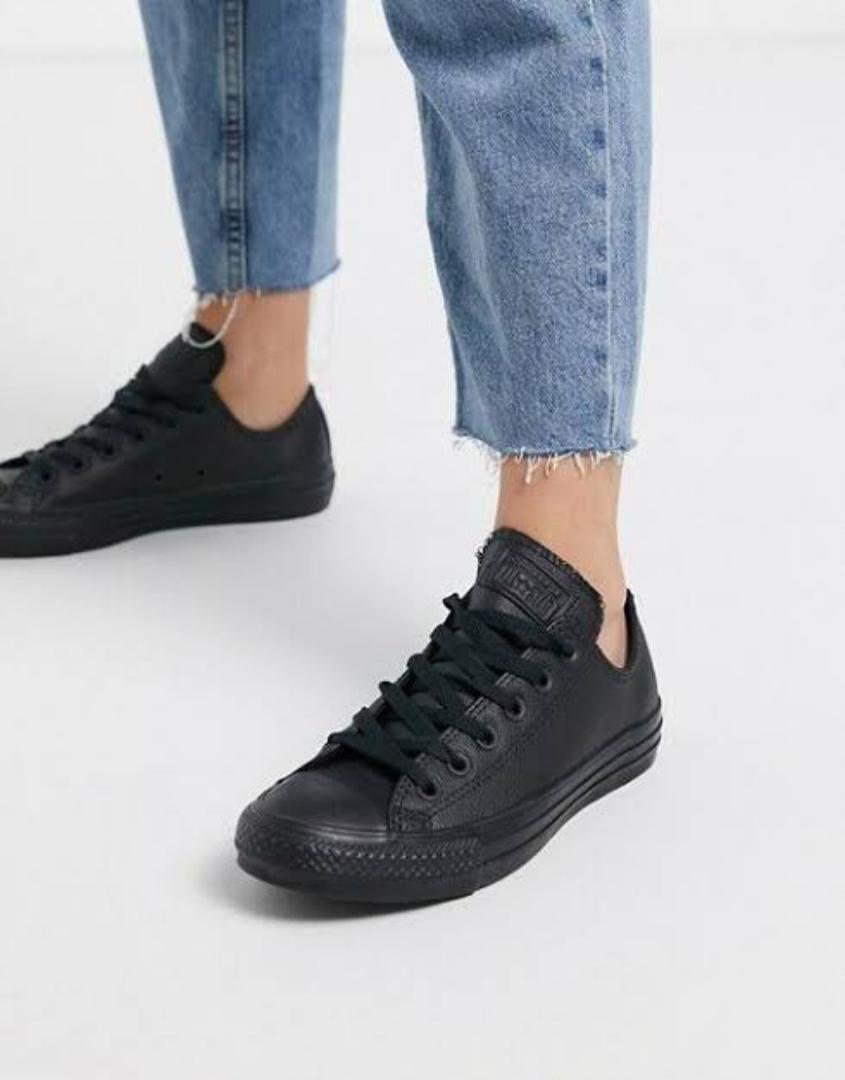 original unisex canvas Black leather flat rubber shoes