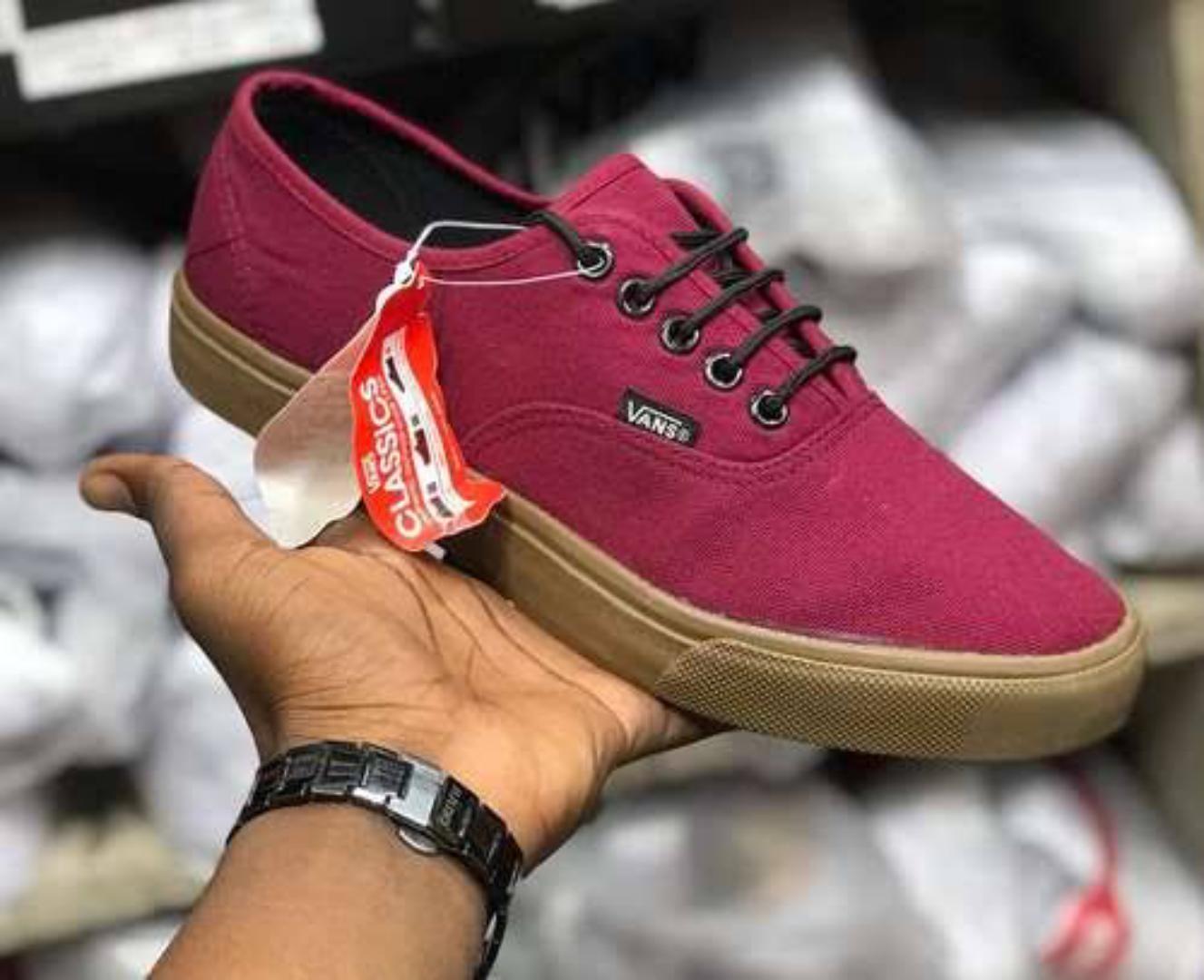 Vans Maroon brown double sole rubber shoes