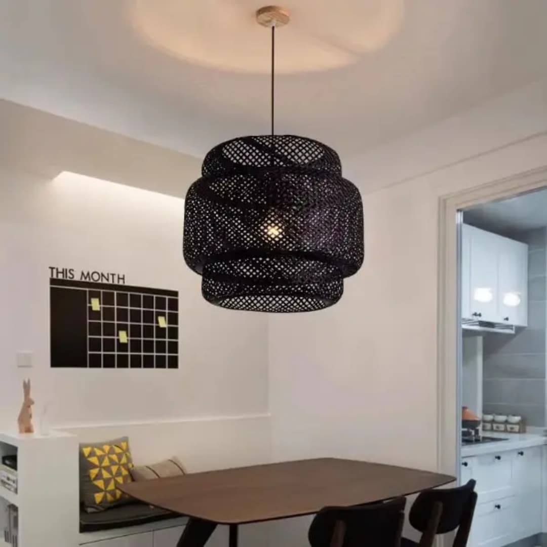 Black Rattan Pendant Light.