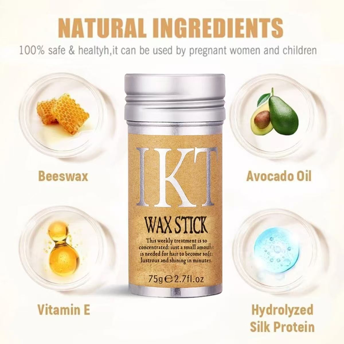 Natural hair wax  used for wigs and natural hair  styling wax stick fixing fluffy hairstyle wax  wig breakage hair repair tool  wax stick gel cream