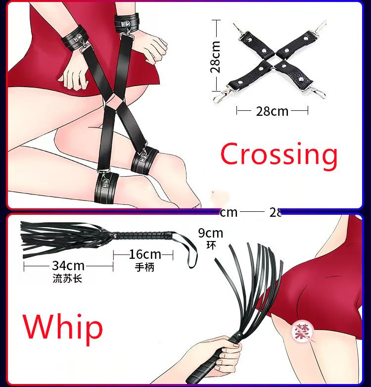 10pcs SM Bondage Restraint Set suitable for couples  Masturba Sex Toy couples  women  plush handcuff bondage kit   adult toys and games  with eye mask  leather whip  nipple clamp and other accessories