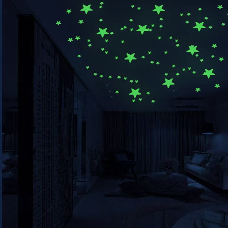 100 Pcs   3D  Luminous Wall Stickers   Star Sticker   Bedroom Home Decor  Glow-in-the-Dark Wall Stickers   Home Decoration  Stars  glow-in-the-dark star stickers 3D 3D wallpaper