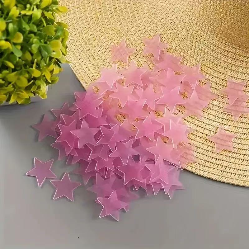 100 Pcs   3D  Luminous Wall Stickers   Star Sticker   Bedroom Home Decor  Glow-in-the-Dark Wall Stickers   Home Decoration  Stars  glow-in-the-dark star stickers 3D 3D wallpaper