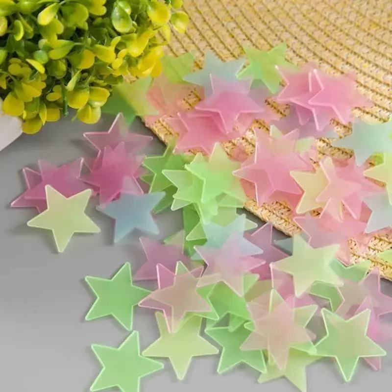 100 Pcs   3D  Luminous Wall Stickers   Star Sticker   Bedroom Home Decor  Glow-in-the-Dark Wall Stickers   Home Decoration  Stars  glow-in-the-dark star stickers 3D 3D wallpaper