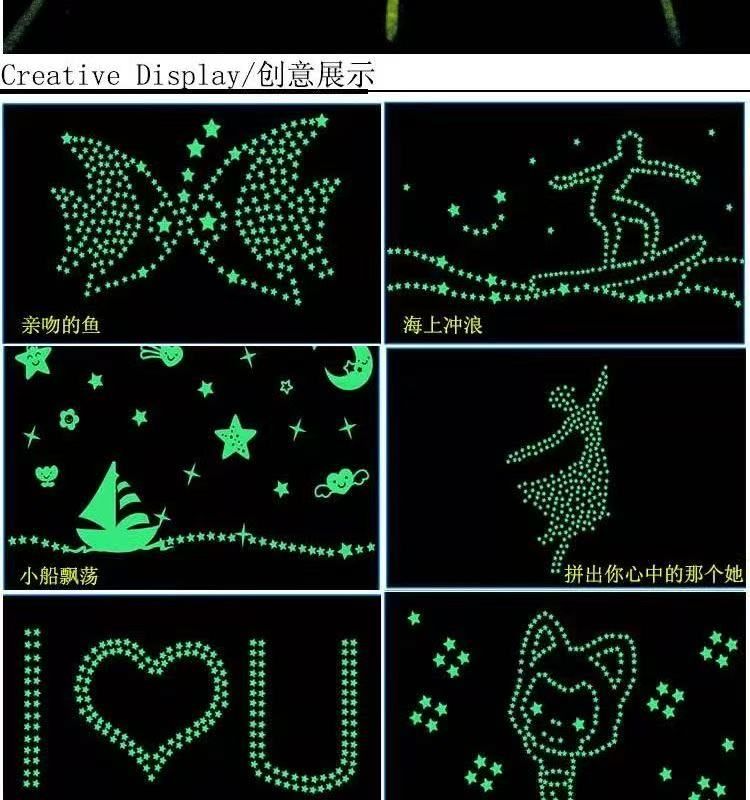 100 Pcs   3D  Luminous Wall Stickers   Star Sticker   Bedroom Home Decor  Glow-in-the-Dark Wall Stickers   Home Decoration  Stars  glow-in-the-dark star stickers 3D 3D wallpaper