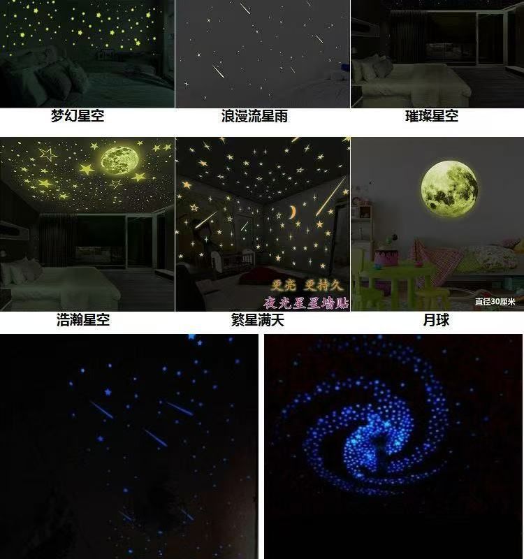 100 Pcs   3D  Luminous Wall Stickers   Star Sticker   Bedroom Home Decor  Glow-in-the-Dark Wall Stickers   Home Decoration  Stars  glow-in-the-dark star stickers 3D 3D wallpaper