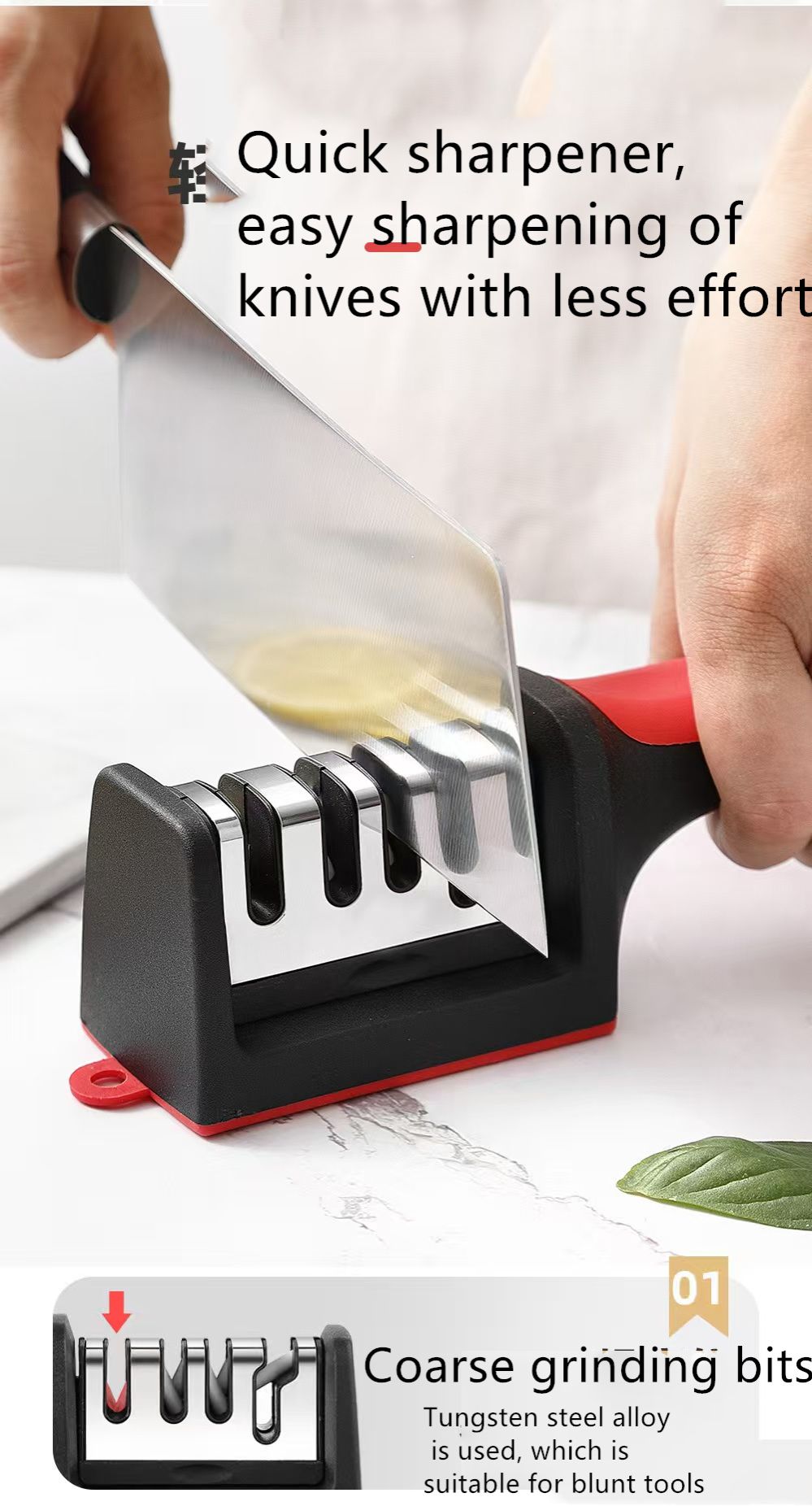 Knife Sharpeners for Kitchen Knives 4-in-1  Kitchen Knife Sharpener Knif  Sharpeninge with 4-Stage Sharpening Groove  Kitchen Knife Accessories Fruit knife