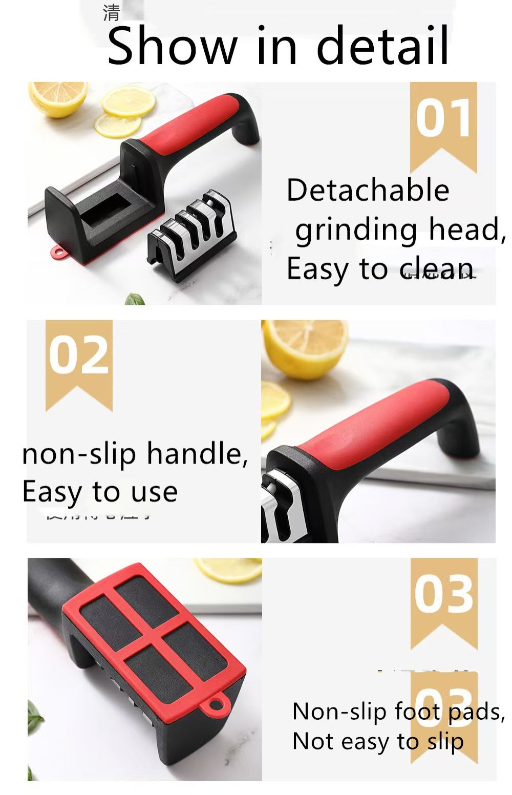 Knife Sharpeners for Kitchen Knives 4-in-1  Kitchen Knife Sharpener Knif  Sharpeninge with 4-Stage Sharpening Groove  Kitchen Knife Accessories Fruit knife