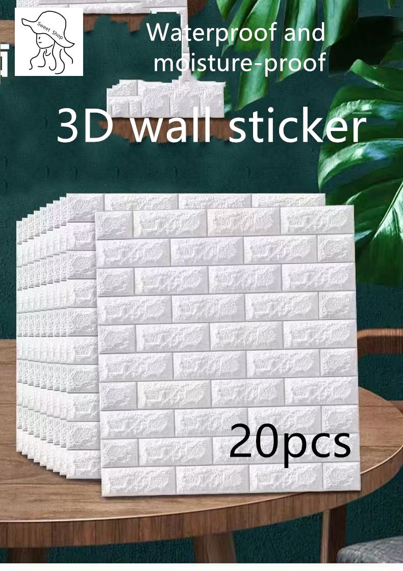 20Pcs 3D Wall sticker  Wall Panel Living Room Brick Stickers Bedroom Kids Room Brick Papers Home Wall Decor Self Adhesive Foam Wallpaper  3D Sticker