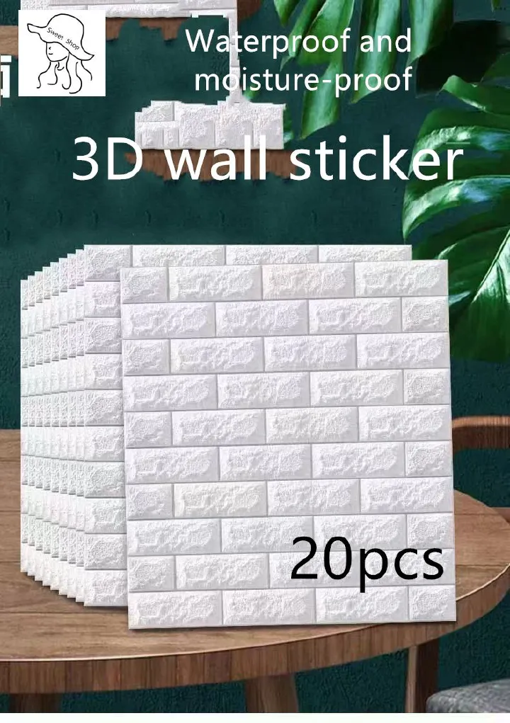 20Pcs 3D Wall sticker  Wall Panel Living Room Brick Stickers Bedroom Kids Room Brick Papers Home Wall Decor Self Adhesive Foam Wallpaper  3D Sticker