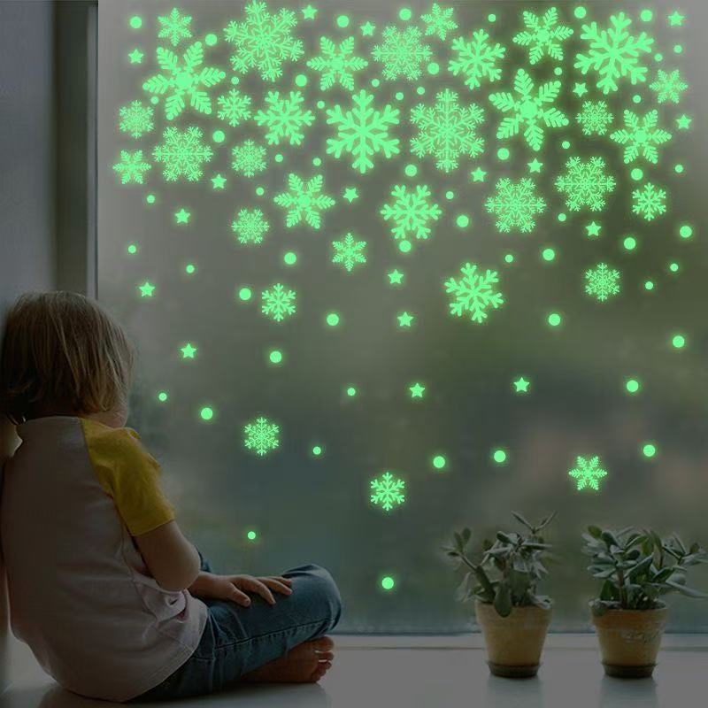 3D Home decoration   wall decoration   glowing snowflake wall stickers   luminous stickers for baby room   living room and bedroom decoration  Snowflake   luminous snowflake stickers 3D wallpaper