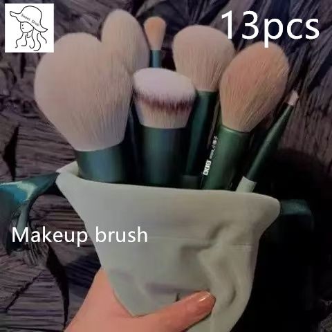 13-piece makeup brushes  set  Foundation compact powder  eyebrow pencil  eyeshadow  blending blush brush  basic makeup powder and blush brush makeup tools with storage bag  mixed makeup brush set