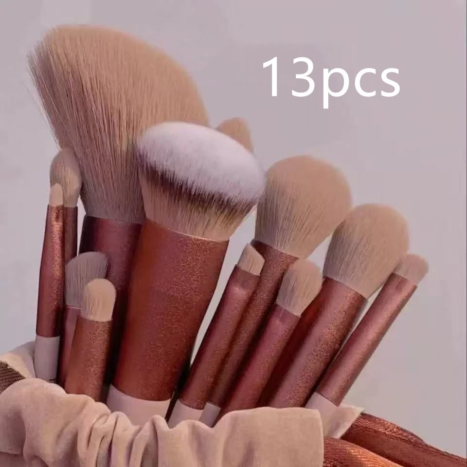 13-piece makeup brushes  set  Foundation compact powder  eyebrow pencil  eyeshadow  blending blush brush  basic makeup powder and blush brush makeup tools with storage bag  mixed makeup brush set