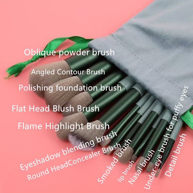 13-piece makeup brushes  set  Foundation compact powder  eyebrow pencil  eyeshadow  blending blush brush  basic makeup powder and blush brush makeup tools with storage bag  mixed makeup brush set