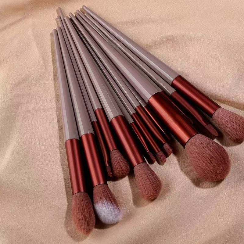13-piece makeup brushes  set  Foundation compact powder  eyebrow pencil  eyeshadow  blending blush brush  basic makeup powder and blush brush makeup tools with storage bag  mixed makeup brush set