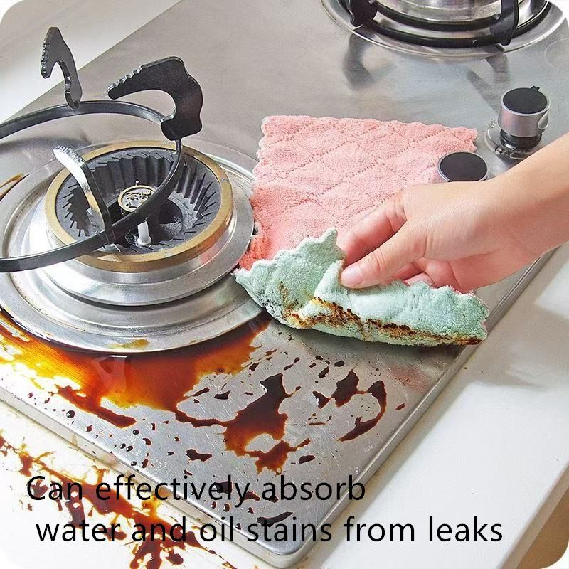 5pcs  dish towel  Super absorbent   oil-resistant   for kitchen   dish cloth   household tableware   cleaning towel   can be used for kitchen utensils and small appliance cleaning