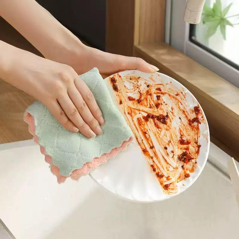 5pcs  dish towel  Super absorbent   oil-resistant   for kitchen   dish cloth   household tableware   cleaning towel   can be used for kitchen utensils and small appliance cleaning