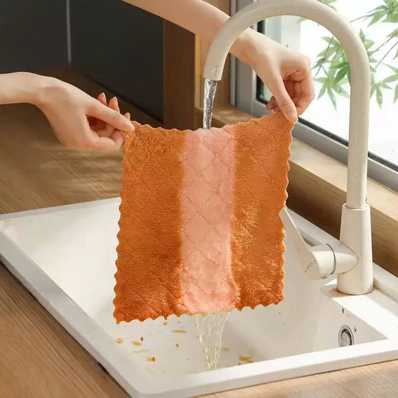 5pcs  dish towel  Super absorbent   oil-resistant   for kitchen   dish cloth   household tableware   cleaning towel   can be used for kitchen utensils and small appliance cleaning