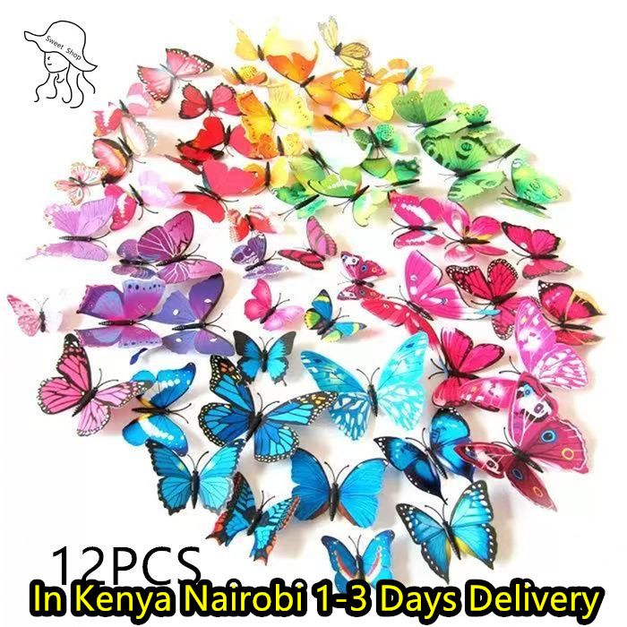 12 pcs  3D butterfly wall decorations   butterfly wall stickers   home decor  art stickers  3D wallpaper House decorative stickers, furniture decorative stickers, interior decorative murals, wallpaper