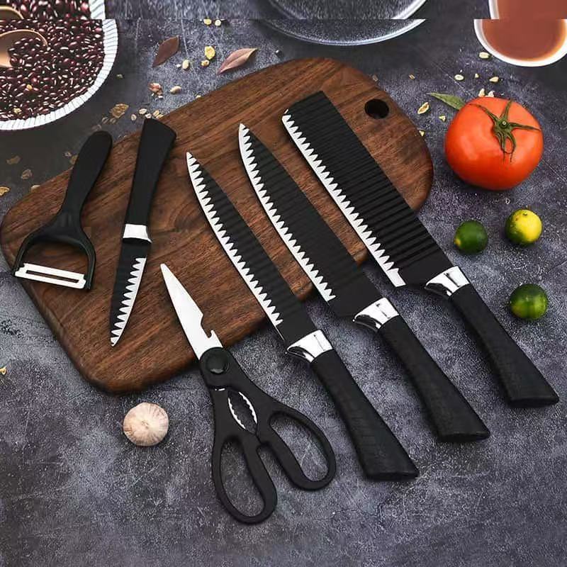 6Pcs/Sets Knife Sets   Cutting Board Set   1.2mm Thickness Kitchen Knives Cutters Kitchen Scissors Stainless Steel Knives Multifunctional Cutter  Kitchen  Gift  Kitchen Tools