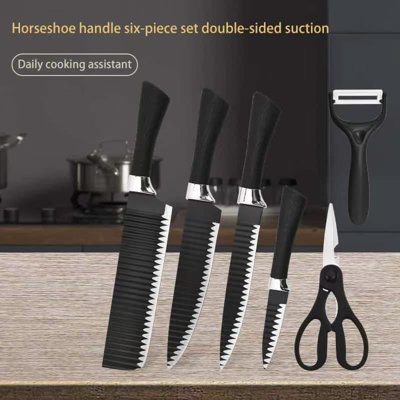 6Pcs/Sets Knife Sets   Cutting Board Set   1.2mm Thickness Kitchen Knives Cutters Kitchen Scissors Stainless Steel Knives Multifunctional Cutter  Kitchen  Gift  Kitchen Tools