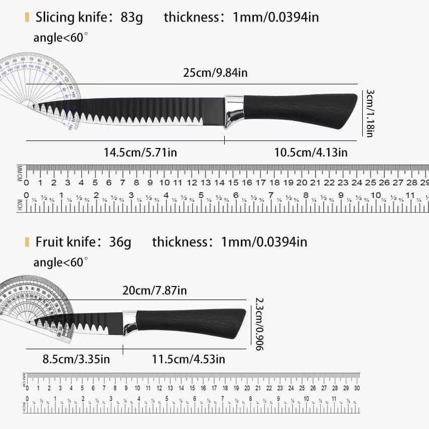 6Pcs/Sets Knife Sets   Cutting Board Set   1.2mm Thickness Kitchen Knives Cutters Kitchen Scissors Stainless Steel Knives Multifunctional Cutter  Kitchen  Gift  Kitchen Tools