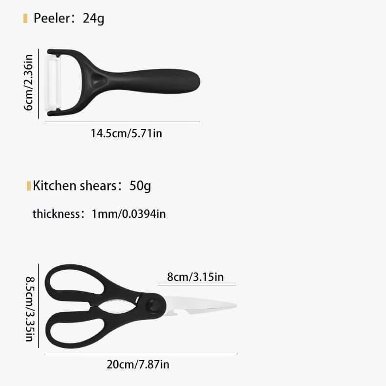 6Pcs/Sets Knife Sets   Cutting Board Set   1.2mm Thickness Kitchen Knives Cutters Kitchen Scissors Stainless Steel Knives Multifunctional Cutter  Kitchen  Gift  Kitchen Tools