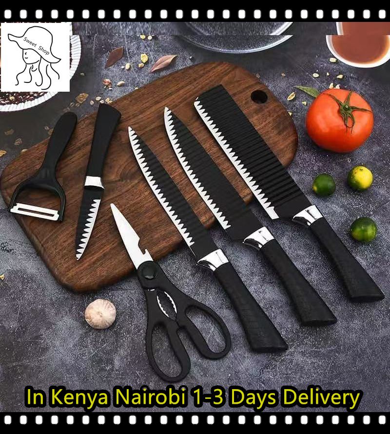 6Pcs/Sets Knife Sets   Cutting Board Set   1.2mm Thickness Kitchen Knives Cutters Kitchen Scissors Stainless Steel Knives Multifunctional Cutter  Kitchen  Gift  Kitchen Tools