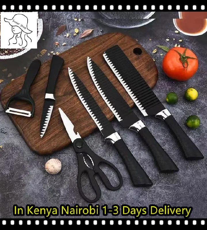 6Pcs/Sets Knife Sets   Cutting Board Set   1.2mm Thickness Kitchen Knives Cutters Kitchen Scissors Stainless Steel Knives Multifunctional Cutter  Kitchen  Gift  Kitchen Tools