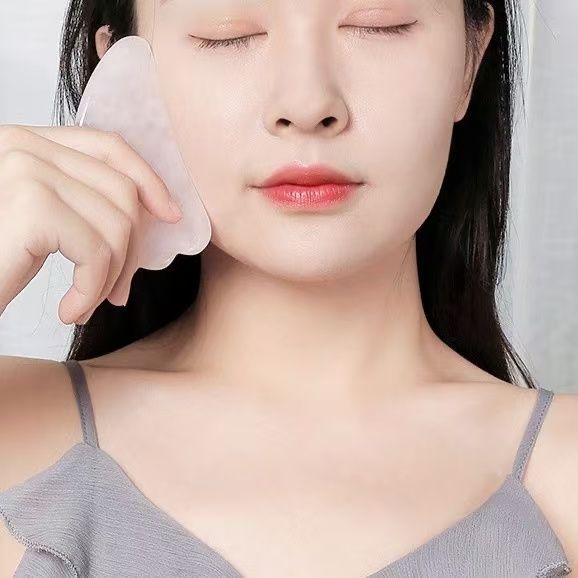 2pcs/set  Pink Roller  Massager   Resin Guasha Scraping Board Facial Skin Care guasha massage for face Scraper SPA Massager Acupuncture Tools Lifting and Firming Anti-Wrinkle  Facial Roller