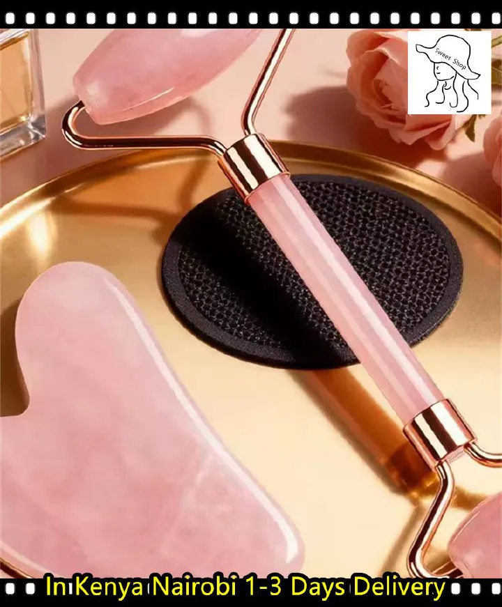 2pcs/set  Pink Roller  Massager   Resin Guasha Scraping Board Facial Skin Care guasha massage for face Scraper SPA Massager Acupuncture Tools Lifting and Firming Anti-Wrinkle  Facial Roller