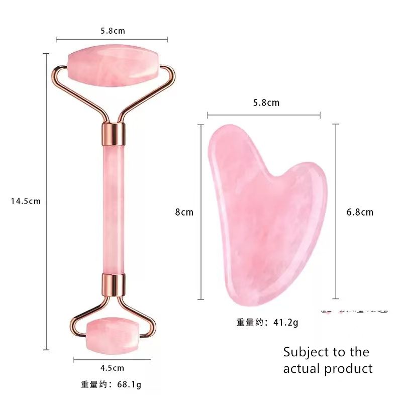2pcs/set  Pink Roller  Massager   Resin Guasha Scraping Board Facial Skin Care guasha massage for face Scraper SPA Massager Acupuncture Tools Lifting and Firming Anti-Wrinkle  Facial Roller