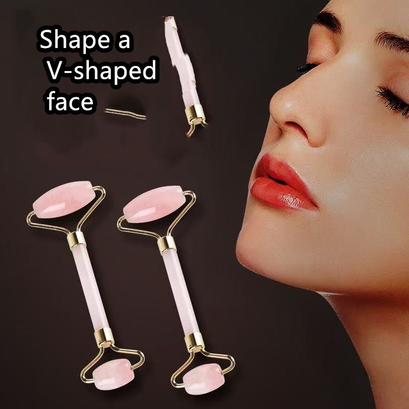 2pcs/set  Pink Roller  Massager   Resin Guasha Scraping Board Facial Skin Care guasha massage for face Scraper SPA Massager Acupuncture Tools Lifting and Firming Anti-Wrinkle  Facial Roller