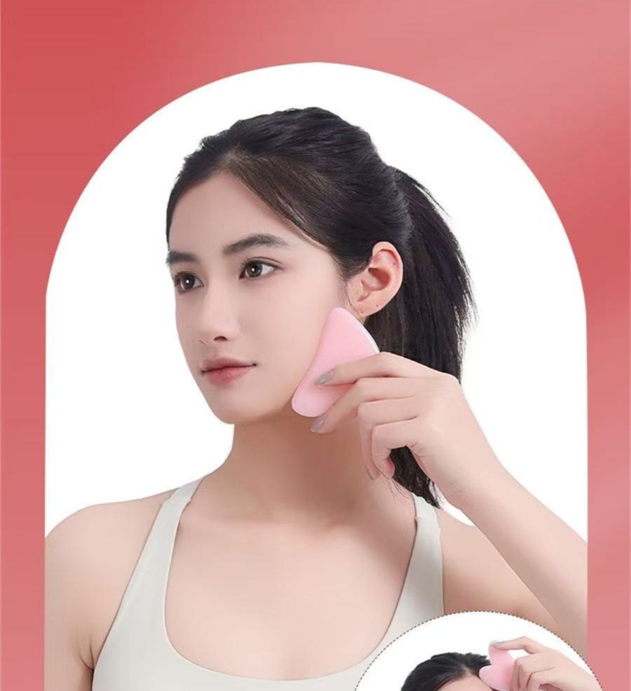2pcs/set  Pink Roller  Massager   Resin Guasha Scraping Board Facial Skin Care guasha massage for face Scraper SPA Massager Acupuncture Tools Lifting and Firming Anti-Wrinkle  Facial Roller