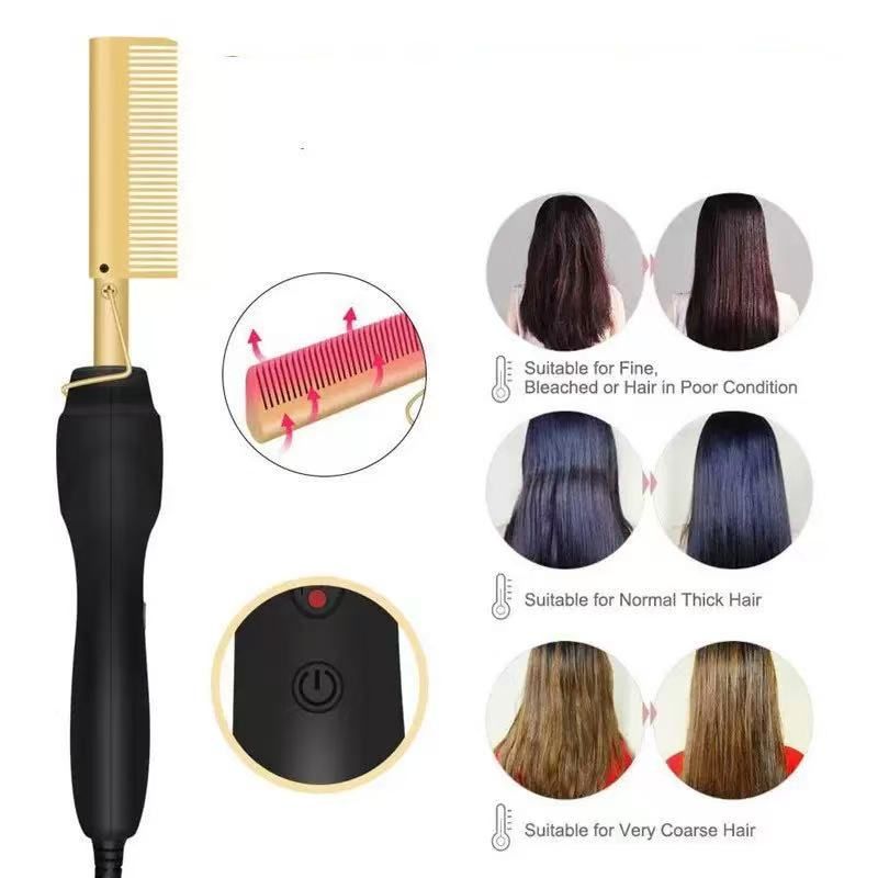 2 in 1 electric hair straightener Hot Comb Straightener Electric Hair Straightener Hair Curler Wet Dry Use Hair Flat Irons Hot Heating Comb For Hair