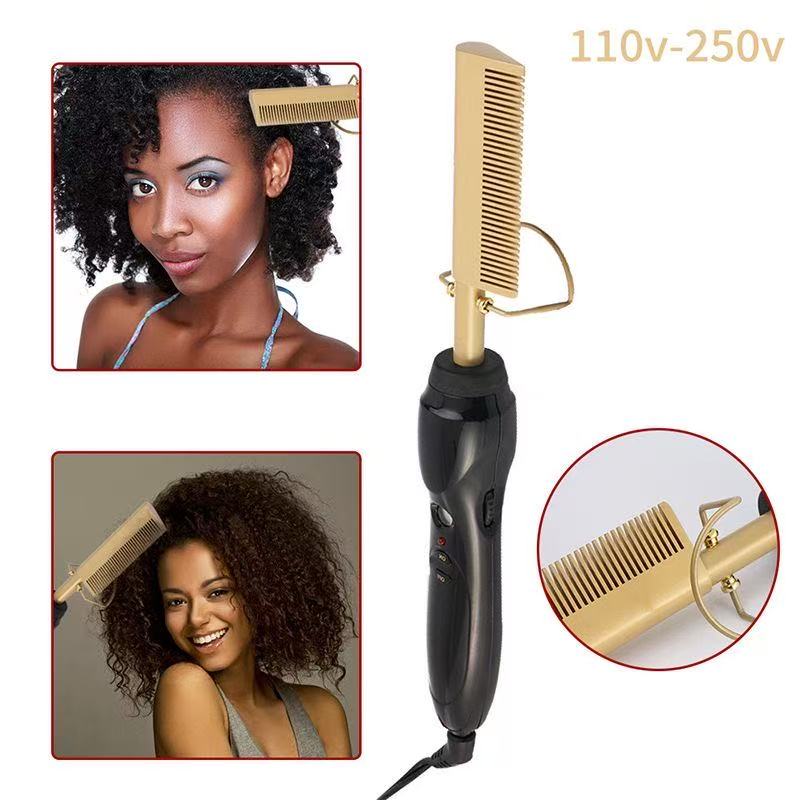 2 in 1 electric hair straightener Hot Comb Straightener Electric Hair Straightener Hair Curler Wet Dry Use Hair Flat Irons Hot Heating Comb For Hair