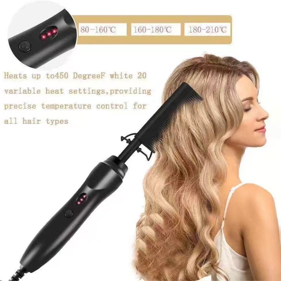 2 in 1 electric hair straightener Hot Comb Straightener Electric Hair Straightener Hair Curler Wet Dry Use Hair Flat Irons Hot Heating Comb For Hair