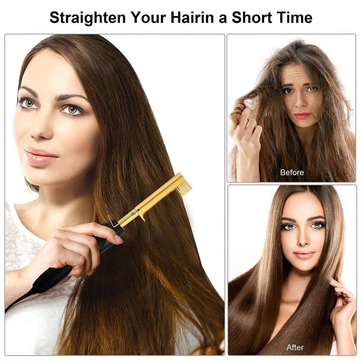 2 in 1 electric hair straightener Hot Comb Straightener Electric Hair Straightener Hair Curler Wet Dry Use Hair Flat Irons Hot Heating Comb For Hair