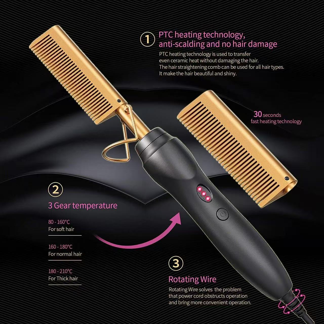 2 in 1 electric hair straightener Hot Comb Straightener Electric Hair Straightener Hair Curler Wet Dry Use Hair Flat Irons Hot Heating Comb For Hair