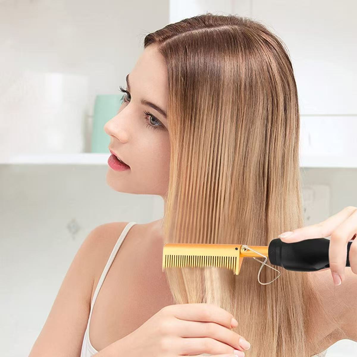 2 in 1 electric hair straightener Hot Comb Straightener Electric Hair Straightener Hair Curler Wet Dry Use Hair Flat Irons Hot Heating Comb For Hair