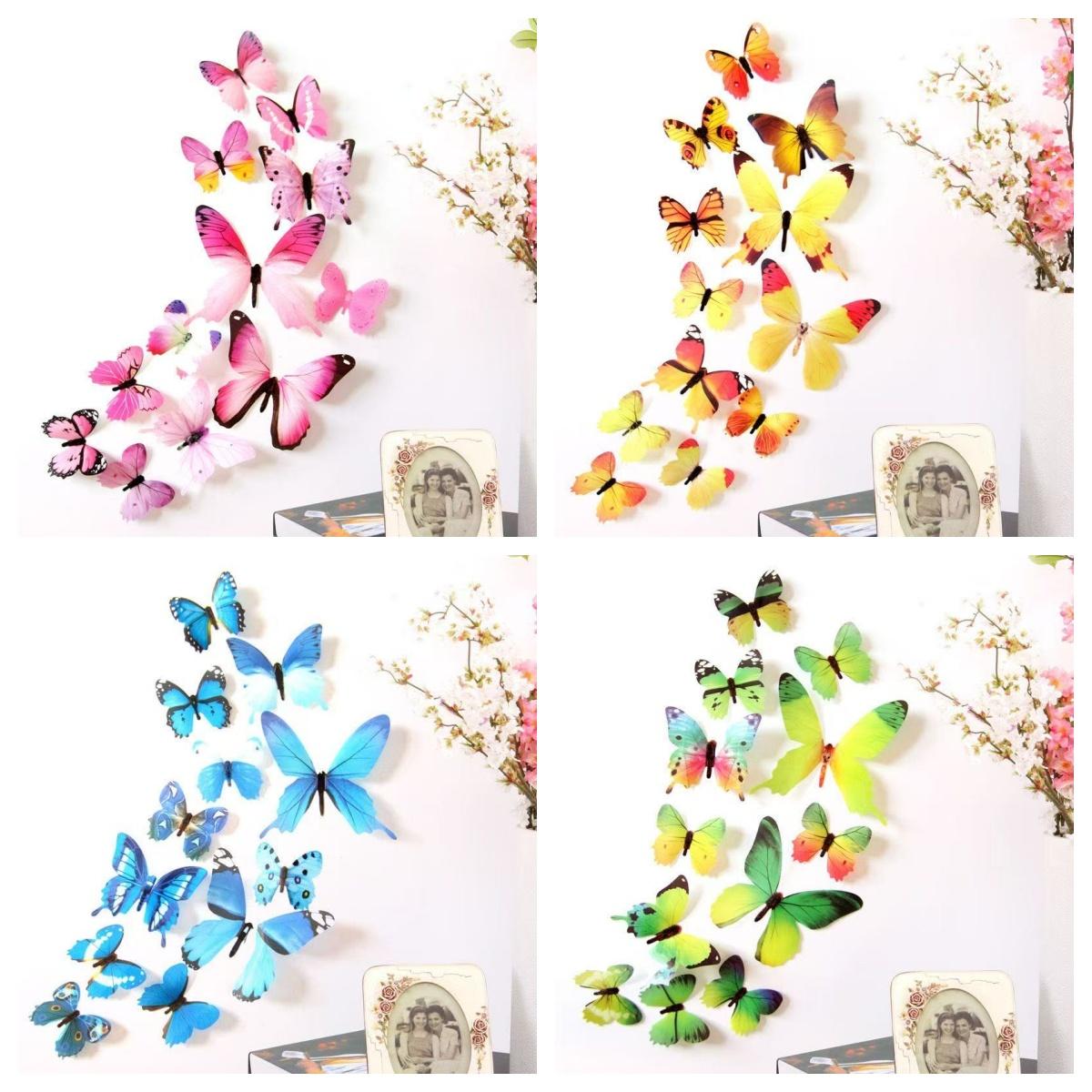 12 pcs  3D butterfly wall decorations   butterfly wall stickers   home decor  art stickers  3D wallpaper House decorative stickers, furniture decorative stickers, interior decorative murals, wallpaper