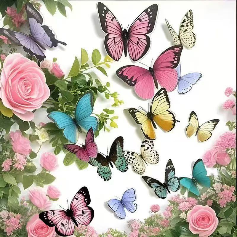 12 pcs  3D butterfly wall decorations   butterfly wall stickers   home decor  art stickers  3D wallpaper House decorative stickers, furniture decorative stickers, interior decorative murals, wallpaper