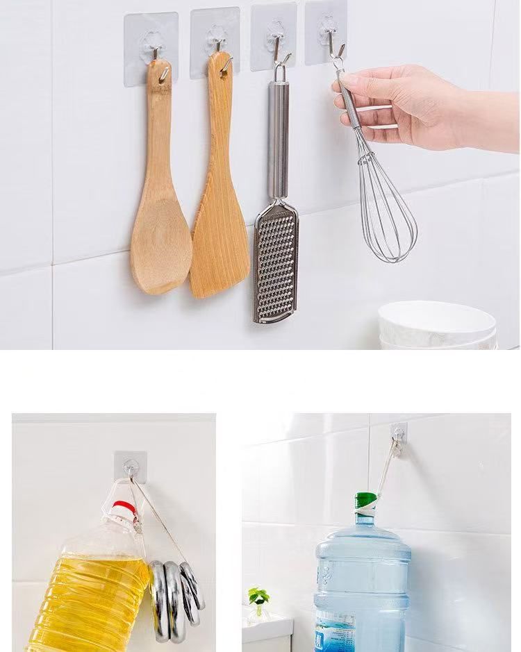 10-piece set  large heavy-duty home hook set  load-bearing hooks  strong self-adhesive hooks  waterproof kitchen hooks  no drilling required  suitable for kitchen  living room and bathroom kitchenware