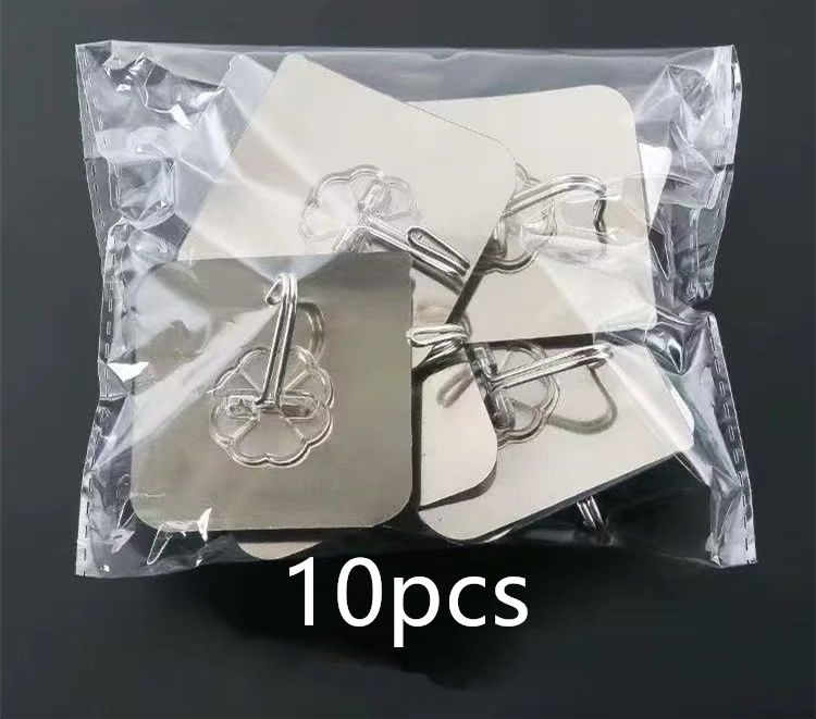 10-piece set  large heavy-duty home hook set  load-bearing hooks  strong self-adhesive hooks  waterproof kitchen hooks  no drilling required  suitable for kitchen  living room and bathroom kitchenware