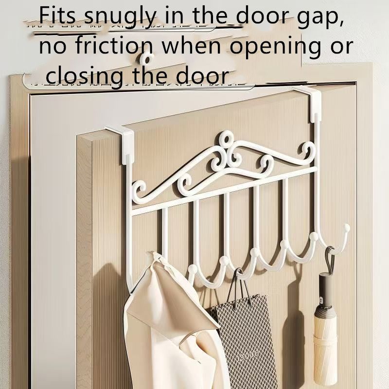 7 Hooks  Kitchen hook Over the Door Hanger Punch-free Clothes Hat Bag Hook for Kitchen Bathroom Towel Hook Key Holder Metal Hanger Bracket  kitchenware