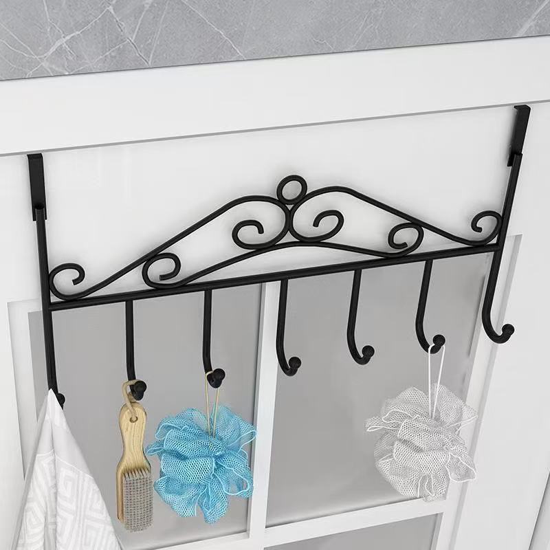 7 Hooks  Kitchen hook Over the Door Hanger Punch-free Clothes Hat Bag Hook for Kitchen Bathroom Towel Hook Key Holder Metal Hanger Bracket  kitchenware
