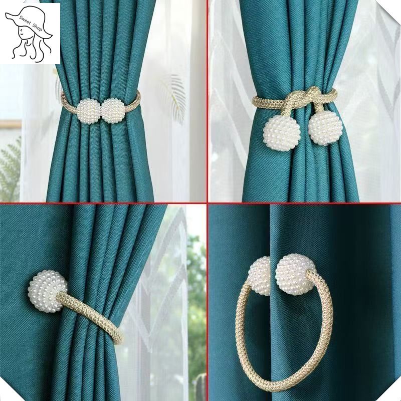 Magnetic curtain tieback clips  home decoration  pearl magnetic buckle  no-drill magnetic clasp  curtain rope holder  window tieback  curtain buckle  rope holder
